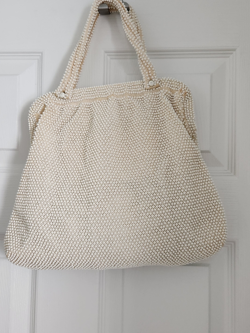 Corde Bead Vintage Cream Tote Bag - Elegant Women’s Shoulder Bag